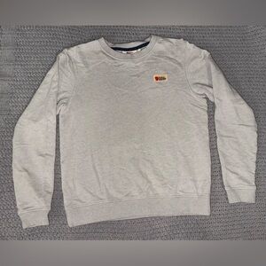 Fjallraven Light Heather Gray Crewneck Sweater with Logo Patch